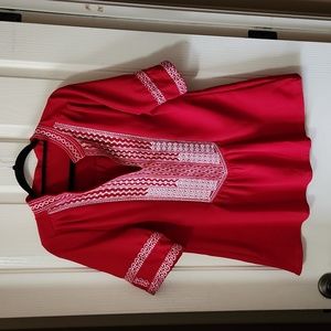 Red and white Boho top sz Small